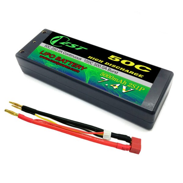 7.4V 2S 5000mAh 50C RC Car LiPO Battery Hard Pack - Image 3